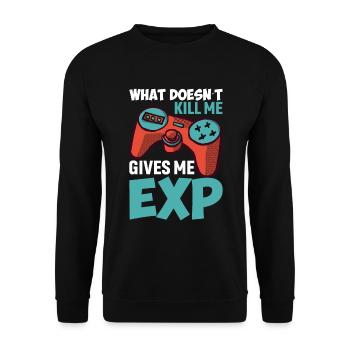 Was Mich Nicht Umbringt, Gibt Mir Exp - Unisex Pullover - Schwarz - Vorne - Alina (178cm) & Michal (187cm)