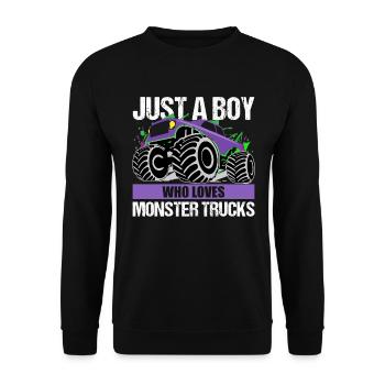 Boys Monster Truck Passion Gift - Unisex Sweatshirt - black - Front - Alina (178cm) & Michal (187cm)