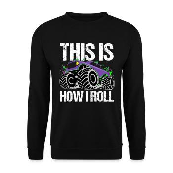 Rollender Monstertruck Abenteuer Drang - Unisex Pullover - Schwarz - Vorne - Alina (178cm) & Michal (187cm)