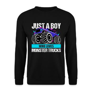 Boys Monster Truck Passion Gift - Unisex Sweatshirt - black - Front - Alina (178cm) & Michal (187cm)