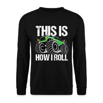 Rollender Monstertruck Abenteuer Drang - Unisex Pullover - Schwarz - Vorne - Alina (178cm) & Michal (187cm)