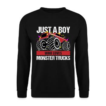 Boys Monster Truck Passion Gift - Unisex Sweatshirt - black - Front - Alina (178cm) & Michal (187cm)