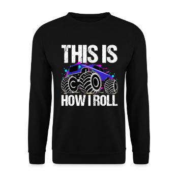 Rollender Monstertruck Abenteuer Drang - Unisex Pullover - Schwarz - Vorne - Alina (178cm) & Michal (187cm)
