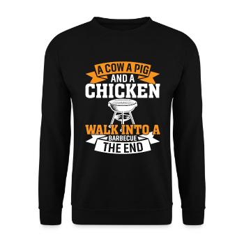 A cow, a pig and a chicken enter a - Unisex Sweatshirt - black - Front - Alina (178cm) & Michal (187cm)