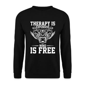Therapy is expensive, wind is free - Unisex Sweatshirt - black - Front - Alina (178cm) & Michal (187cm)