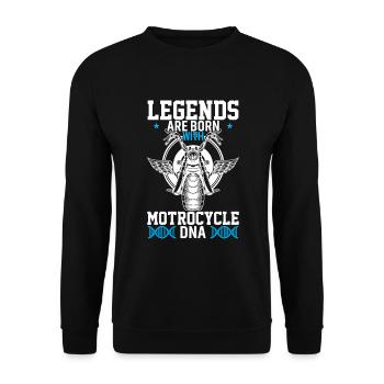 Legenden Werden Mit Motorrad-Dna Geboren - Unisex Pullover - Schwarz - Vorne - Alina (178cm) & Michal (187cm)