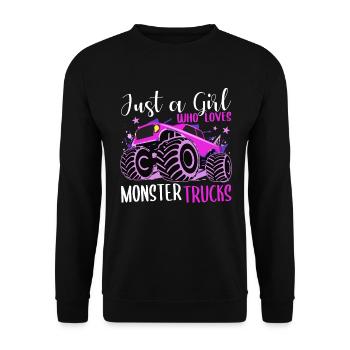 Mädchen Power Monster Truck Flair - Unisex Pullover - Schwarz - Vorne - Alina (178cm) & Michal (187cm)