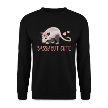 Freches Opossum Süßes Charme - Unisex Pullover - Schwarz - Vorne - Alina (178cm) & Michal (187cm)
