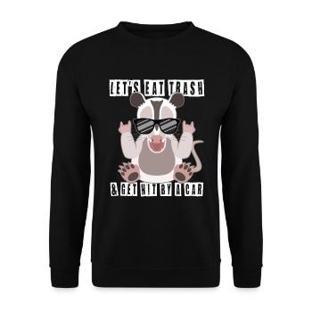 Siegreiches Opossum Coolness Faktor - Unisex Pullover - Schwarz - Vorne - Alina (178cm) & Michal (187cm)