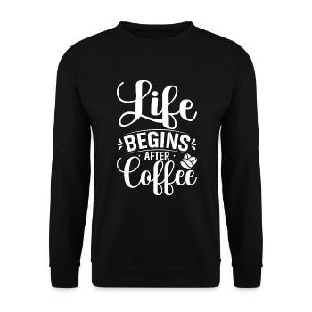 La vie commence après le café - Sweat-shirt Unisexe - noir - Devant - Alina (178cm) & Michal (187cm)
