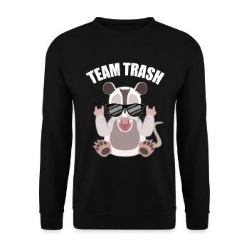Rockendes Opossum mit Cool-Faktor - Unisex Pullover - Schwarz - Vorne - Alina (178cm) & Michal (187cm)