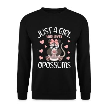 Girl Opossum Love Heart Motif - Unisex Sweatshirt - black - Front - Alina (178cm) & Michal (187cm)