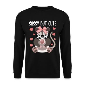 Opossum Love Girls Design mignon - Sweat-shirt Unisexe - noir - Devant - Alina (178cm) & Michal (187cm)