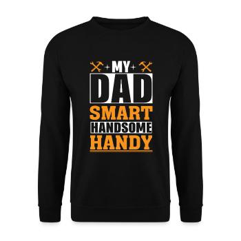 Mein Vater: Smart Handsome Handy - Unisex Pullover - Schwarz - Vorne - Alina (178cm) & Michal (187cm)
