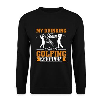 Mein Trinker-Team Hat Ein Golf-Problem - Unisex Pullover - Schwarz - Vorne - Alina (178cm) & Michal (187cm)