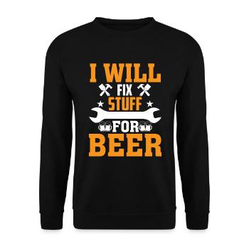 Ich Repariere Sachen Für Bier - Unisex Pullover - Schwarz - Vorne - Alina (178cm) & Michal (187cm)