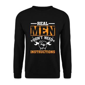 Les vrais hommes n’ont pas besoin d’instructions - Sweat-shirt Unisexe - noir - Devant - Alina (178cm) & Michal (187cm)