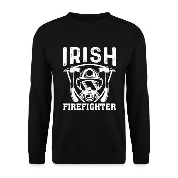 Irischer Feuerwehrmann - Unisex Pullover - Schwarz - Vorne - Alina (178cm) & Michal (187cm)