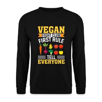 Première règle du Vegan Fight Club : Dites-le à tout le monde - Sweat-shirt Unisexe - noir - Devant - Alina (178cm) & Michal (187cm)
