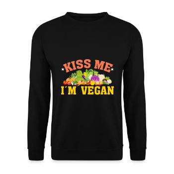 Küss Mich, Ich Bin Veganer - Unisex Pullover - Schwarz - Vorne - Alina (178cm) & Michal (187cm)
