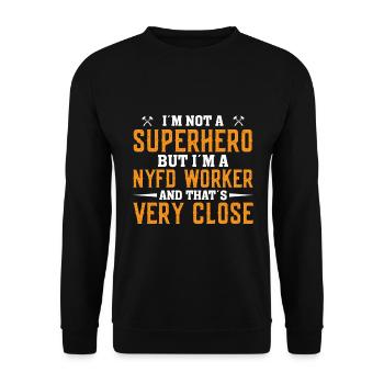 I'm not a superhero but I'm a nyfd - Unisex Sweatshirt - black - Front - Alina (178cm) & Michal (187cm)