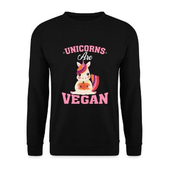 Einhörner Sind Veganer - Unisex Pullover - Schwarz - Vorne - Alina (178cm) & Michal (187cm)