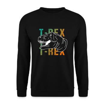 T-Rex Wortwitz Retro Look Geschenk - Unisex Pullover - Schwarz - Vorne - Alina (178cm) & Michal (187cm)