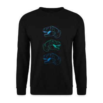 T-Rex Trio Neon Style Cool Gift Idea - Unisex Sweatshirt - black - Front - Alina (178cm) & Michal (187cm)