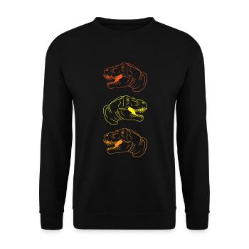 T-Rex Trio Neon Style Cool Gift Idea - Unisex Sweatshirt - black - Front - Alina (178cm) & Michal (187cm)
