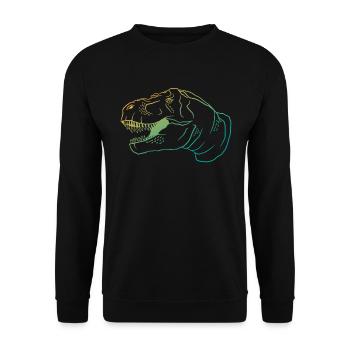 Retro T-Rex Dino Neon Outfit Gift - Unisex Sweatshirt - black - Front - Alina (178cm) & Michal (187cm)