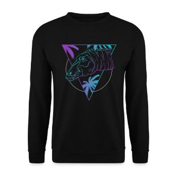Maiasaura Neon Profile Art Retro Look - Unisex Sweatshirt - black - Front - Alina (178cm) & Michal (187cm)