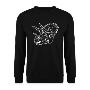 Triceratops Outline Artwork Retro Gift - Unisex Sweatshirt - black - Front - Alina (178cm) & Michal (187cm)