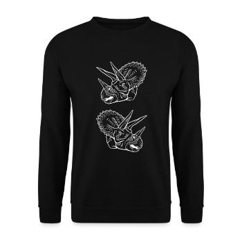 Triceratops Line Art Minimal Noir - Sweat-shirt Unisexe - noir - Devant - Alina (178cm) & Michal (187cm)