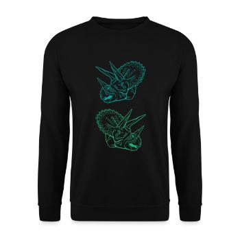 Triceratops Line Art Minimal Noir - Sweat-shirt Unisexe - noir - Devant - Alina (178cm) & Michal (187cm)
