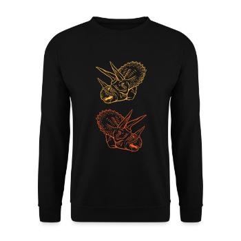 Triceratops Line Art Minimal Noir - Sweat-shirt Unisexe - noir - Devant - Alina (178cm) & Michal (187cm)