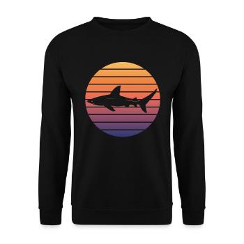 Requin Retro Sunset Surfer - Sweat-shirt Unisexe - noir - Devant - Alina (178cm) & Michal (187cm)