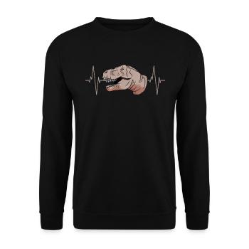 T-Rex Heartbeat cadeau primitif - Sweat-shirt Unisexe - noir - Devant - Alina (178cm) & Michal (187cm)