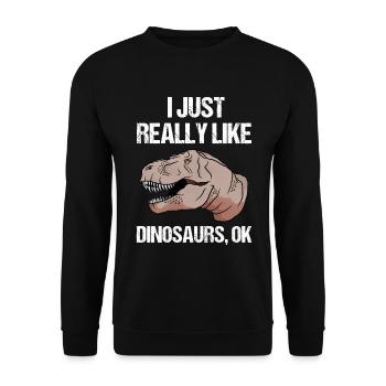 Einfach Dino-Liebe Geschenk - Unisex Pullover - Schwarz - Vorne - Alina (178cm) & Michal (187cm)