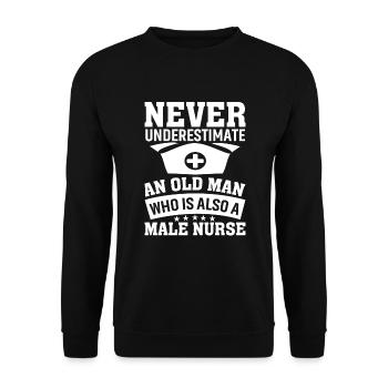 Never underestimate an old man who is also an old man. - Unisex Sweatshirt - black - Front - Alina (178cm) & Michal (187cm)
