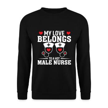 My love belongs to a hot nurse - Unisex Sweatshirt - black - Front - Alina (178cm) & Michal (187cm)