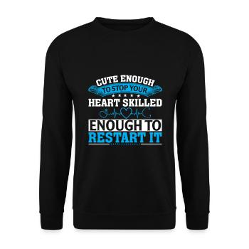 Niedlich Genug, Um Dein Herz Zu Stoppen Geschickt - Unisex Pullover - Schwarz - Vorne - Alina (178cm) & Michal (187cm)
