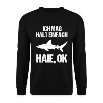 Direkt & Ehrlich Hai-Liebe Pur - Unisex Pullover - Schwarz - Vorne - Alina (178cm) & Michal (187cm)