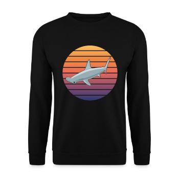 Hammerhai Silhouette Sonnenuntergang - Unisex Pullover - Schwarz - Vorne - Alina (178cm) & Michal (187cm)