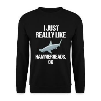 Hammerhead Shark Enthusiast Clear & Direct - Unisex Sweatshirt - black - Front - Alina (178cm) & Michal (187cm)