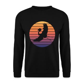 Crane Contour Sunset Nature Fan - Unisex Sweatshirt - black - Front - Alina (178cm) & Michal (187cm)