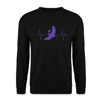 Crane Silhouette Heartbeat Bird Lover - Unisex Sweatshirt - black - Front - Alina (178cm) & Michal (187cm)