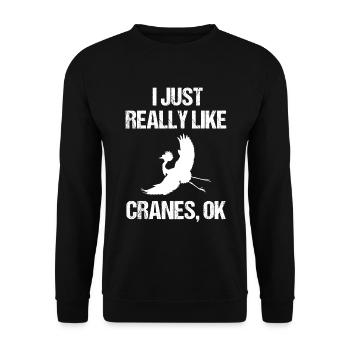 Simply Cranes Lover Statement - Unisex Sweatshirt - black - Front - Alina (178cm) & Michal (187cm)