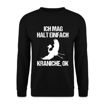 Einfach Kraniche Liebhaber Statement - Unisex Pullover - Schwarz - Vorne - Alina (178cm) & Michal (187cm)
