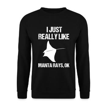 Simple Manta Ray Lover Clarity - Unisex Sweatshirt - black - Front - Alina (178cm) & Michal (187cm)