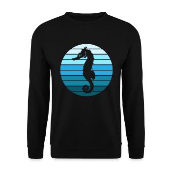 Kühles Blau Seepferd Stil - Unisex Pullover - Schwarz - Vorne - Alina (178cm) & Michal (187cm)